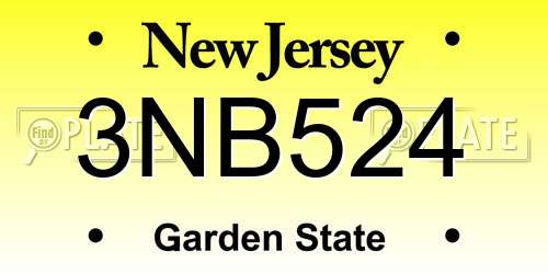 3NB524 New Jersey License Plate