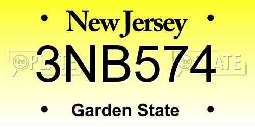 3NB574 New Jersey License Plate