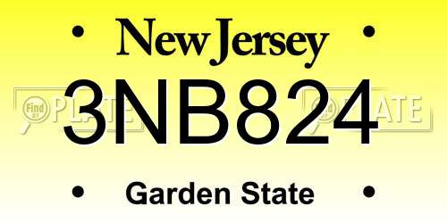 3NB824 New Jersey License Plate