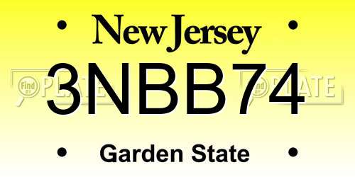 3NBB74 New Jersey License Plate