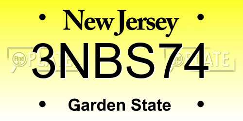 3NBS74 New Jersey License Plate