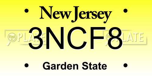 3NCF8 New Jersey License Plate