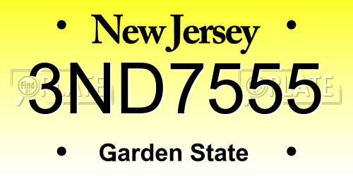 3ND7555 New Jersey License Plate