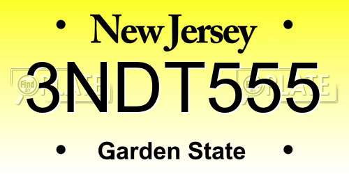 3NDT555 New Jersey License Plate