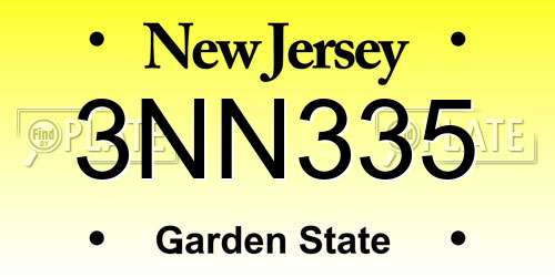 3NN335 New Jersey License Plate