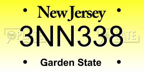 3NN338 New Jersey License Plate
