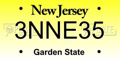 3NNE35 New Jersey License Plate