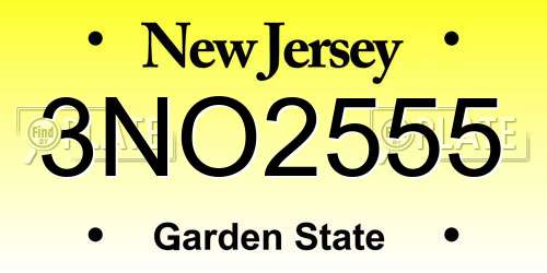3NO2555 New Jersey License Plate