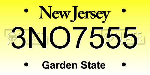 3NO7555 New Jersey License Plate