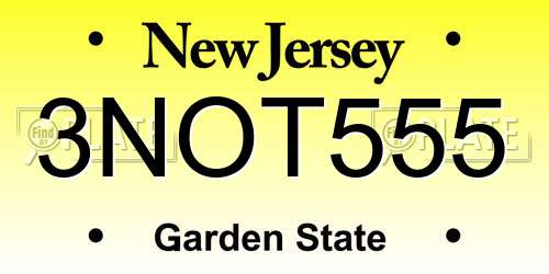 3NOT555 New Jersey License Plate
