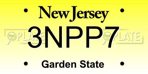 3NPP7 New Jersey License Plate