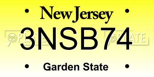 3NSB74 New Jersey License Plate