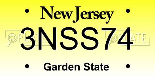 3NSS74 New Jersey License Plate