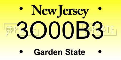 3O00B3 New Jersey License Plate