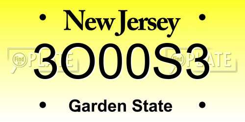 3O00S3 New Jersey License Plate