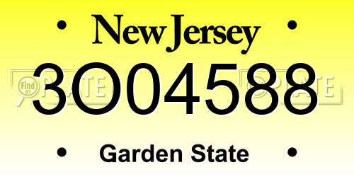 3O04588 New Jersey License Plate
