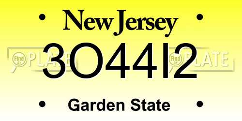 3O44I2 New Jersey License Plate