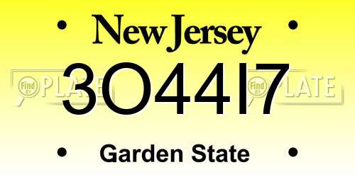 3O44I7 New Jersey License Plate