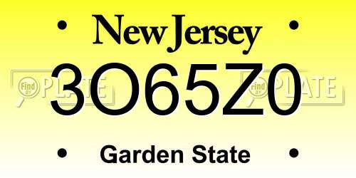 3O65Z0 New Jersey License Plate