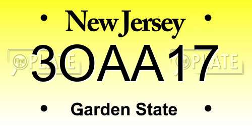 3OAA17 New Jersey License Plate