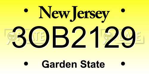 3OB2129 New Jersey License Plate