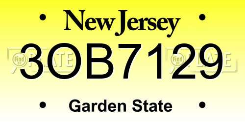 3OB7129 New Jersey License Plate
