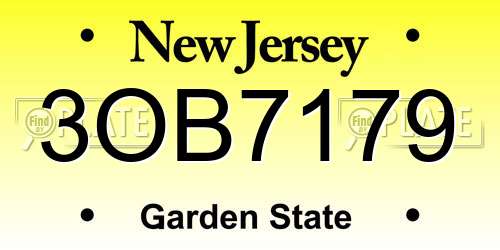 3OB7179 New Jersey License Plate