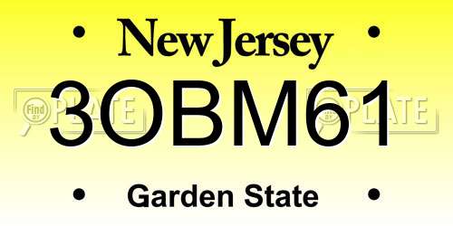3OBM61 New Jersey License Plate