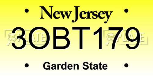 3OBT179 New Jersey License Plate