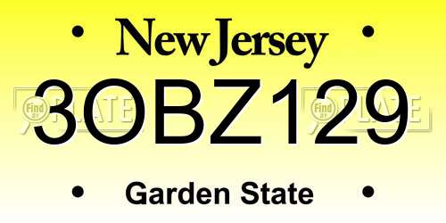 3OBZ129 New Jersey License Plate