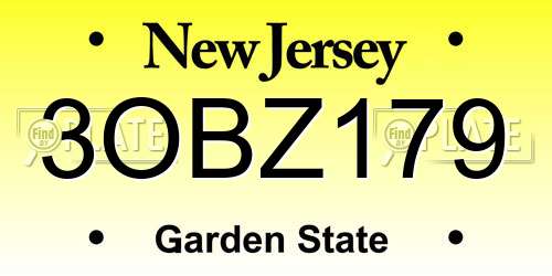 3OBZ179 New Jersey License Plate