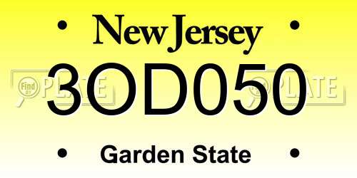 3OD050 New Jersey License Plate