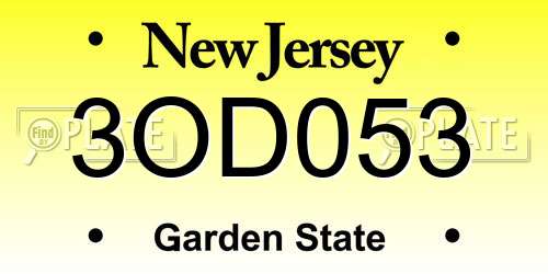 3OD053 New Jersey License Plate