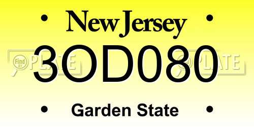 3OD080 New Jersey License Plate
