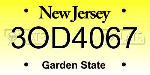 3OD4067 New Jersey License Plate
