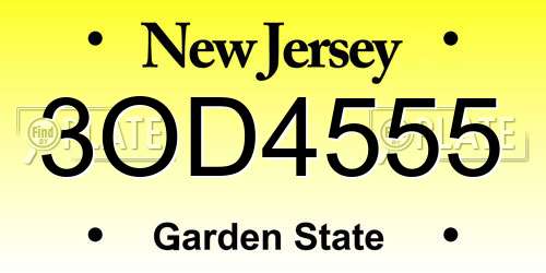 3OD4555 New Jersey License Plate