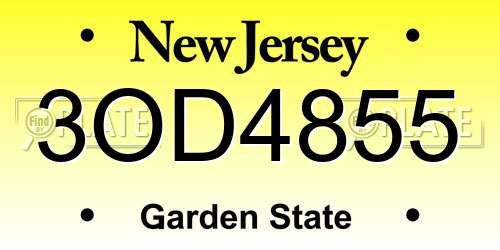 3OD4855 New Jersey License Plate
