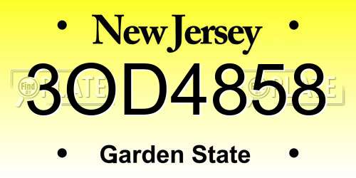 3OD4858 New Jersey License Plate