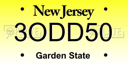 3ODD50 New Jersey License Plate
