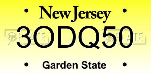 3ODQ50 New Jersey License Plate