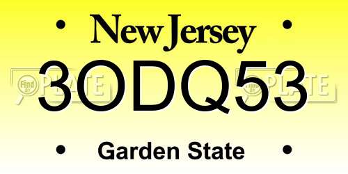 3ODQ53 New Jersey License Plate