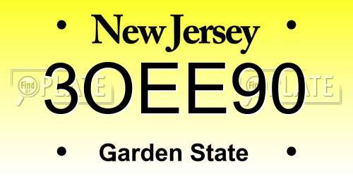 3OEE90 New Jersey License Plate