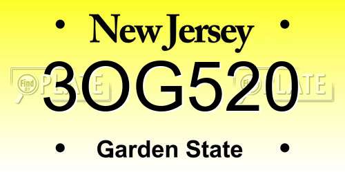 3OG520 New Jersey License Plate