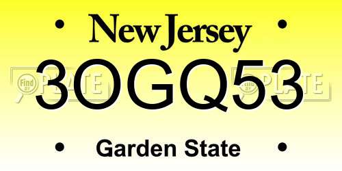 3OGQ53 New Jersey License Plate