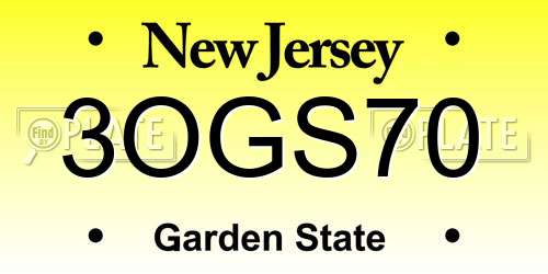 3OGS70 New Jersey License Plate
