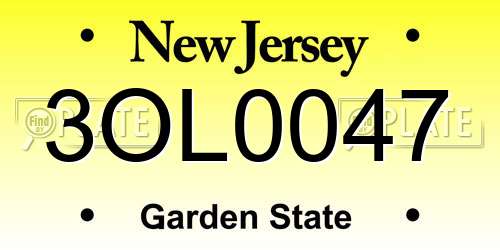 3OL0047 New Jersey License Plate
