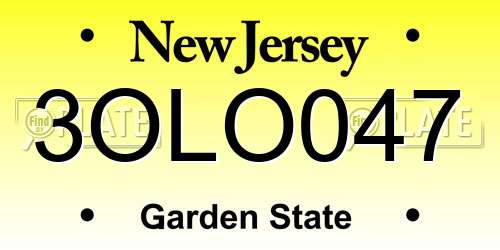 3OLO047 New Jersey License Plate