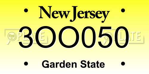 3OO050 New Jersey License Plate