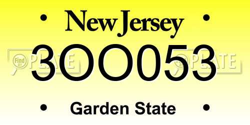 3OO053 New Jersey License Plate