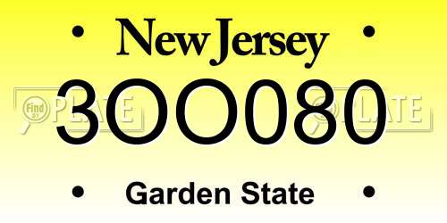 3OO080 New Jersey License Plate